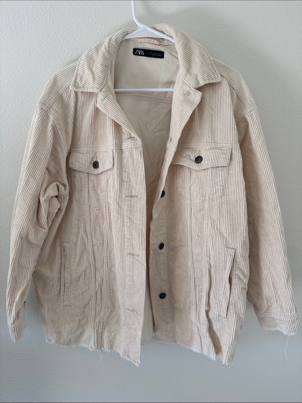 Zara Light Beige Corduroy Shirt Jacket